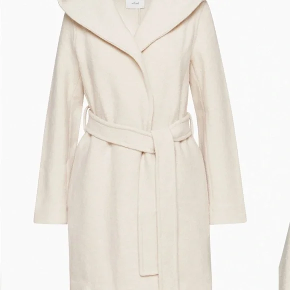 Aritzia Wilfred hooded wool coat cream color - Picture 2 of 14